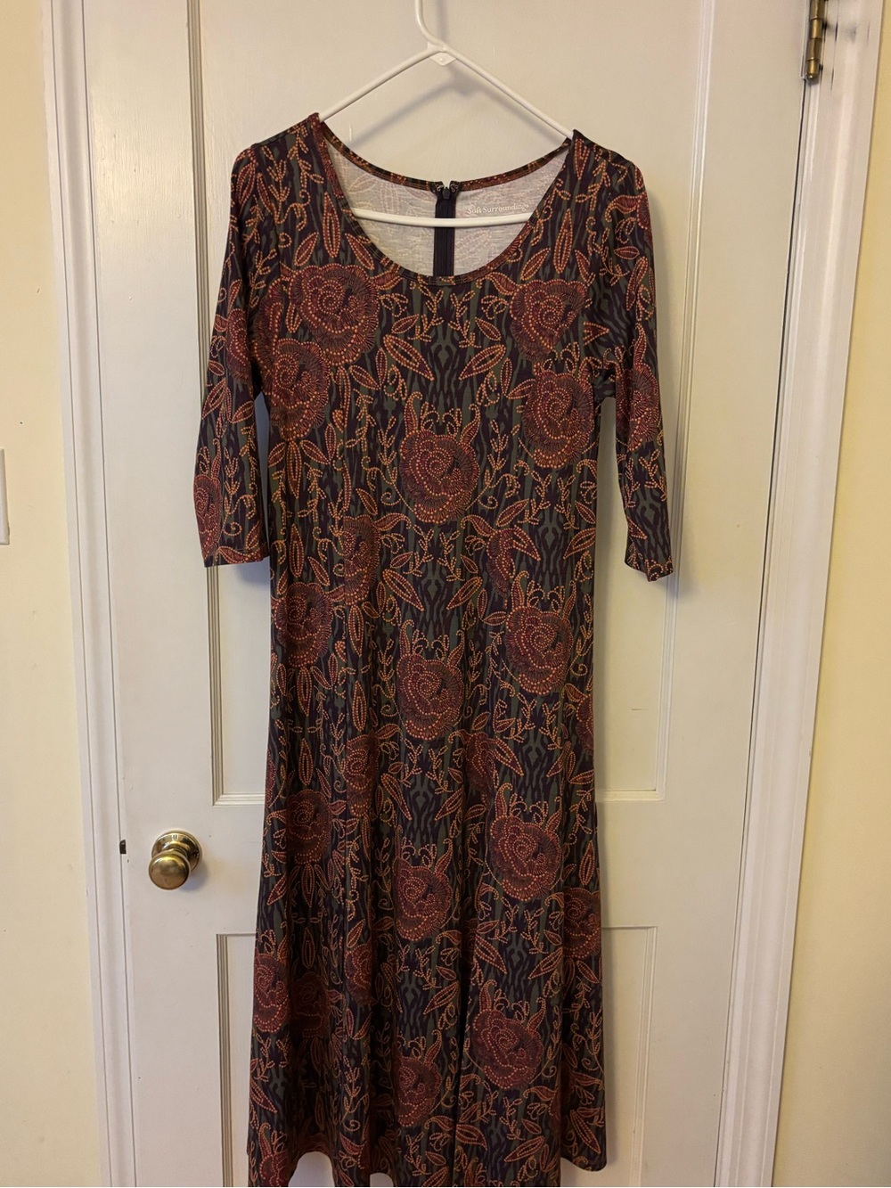 Soft Surroundings Rust Floral Scoop-Neck Midi Dress